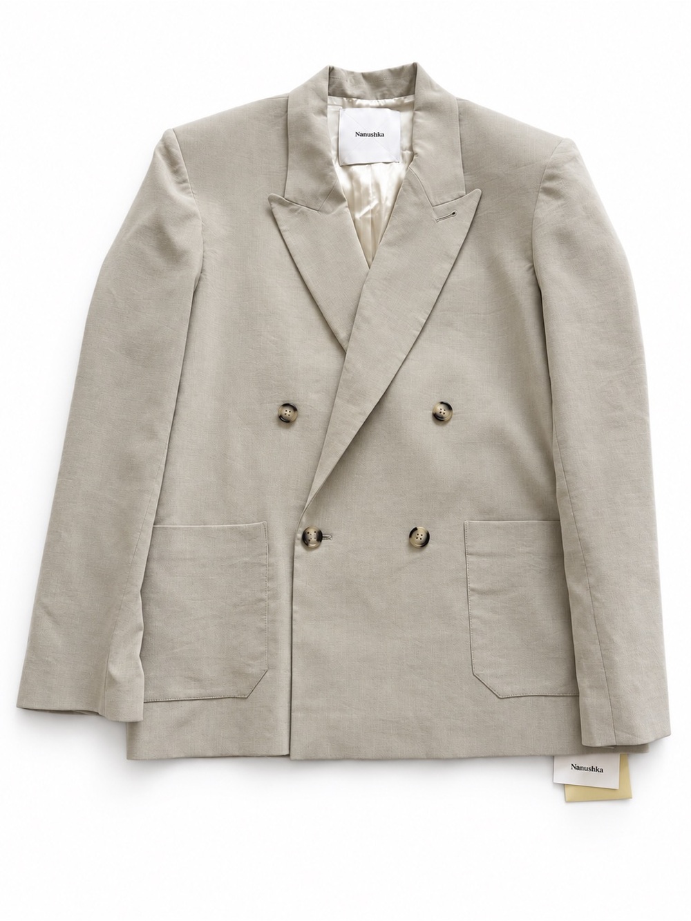 NWT! Nanushka Men's Double-Breasted Beige Blazer
